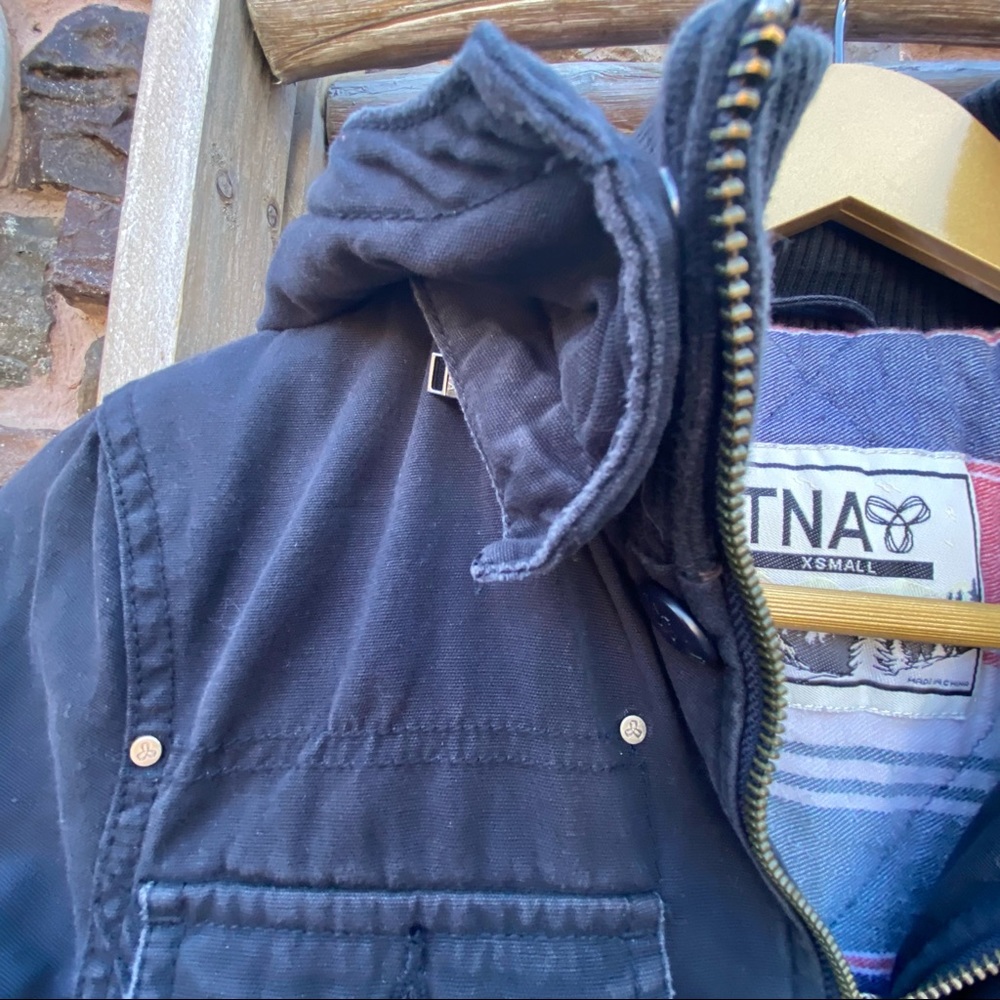 ✨TNA ARTIZIA BOMBER FLANNEL LINED WINTER JACKET WITH DETACHABLE HOOD XS - Picture 6 of 15